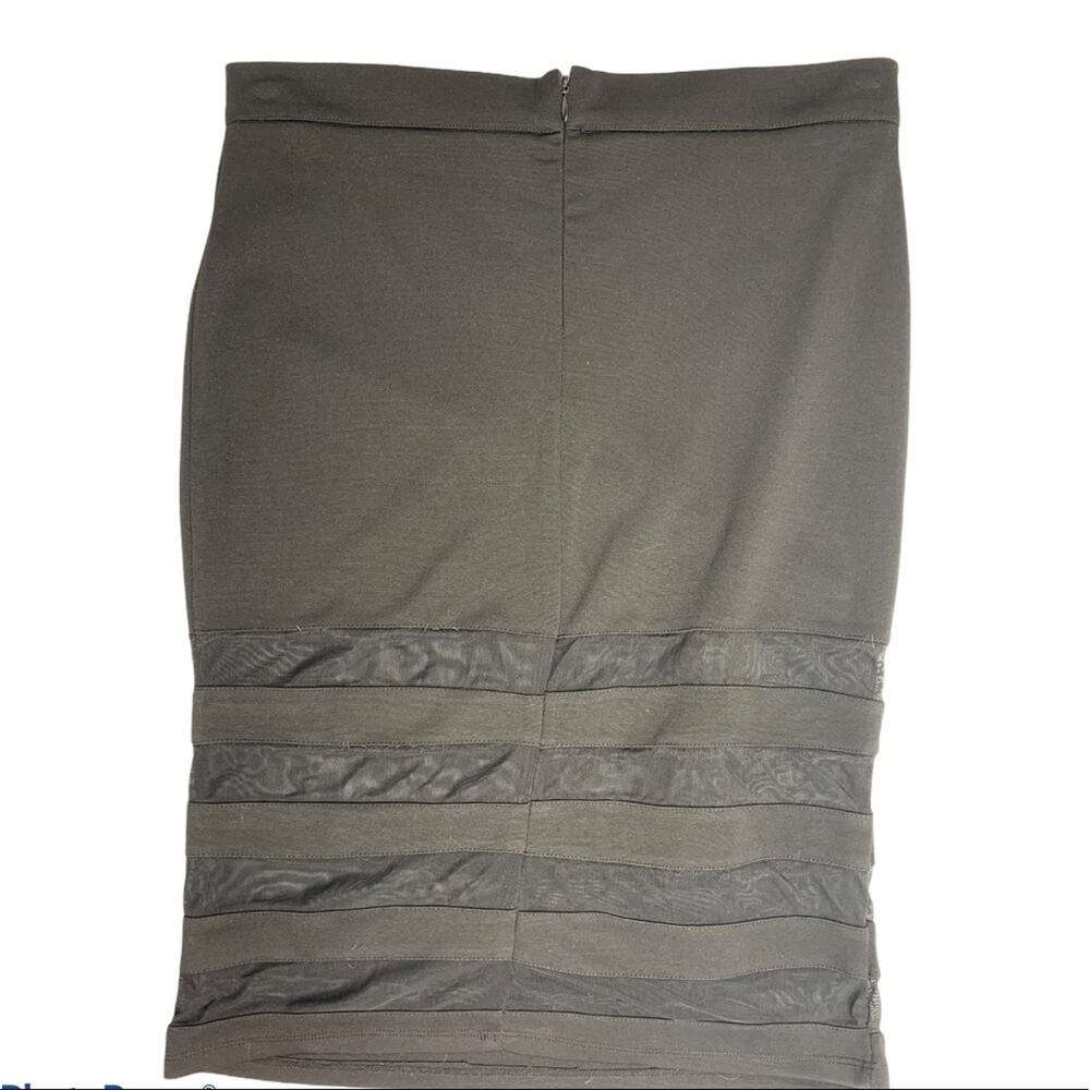 Forever 21 Large black Sheer panel midi skirt zip